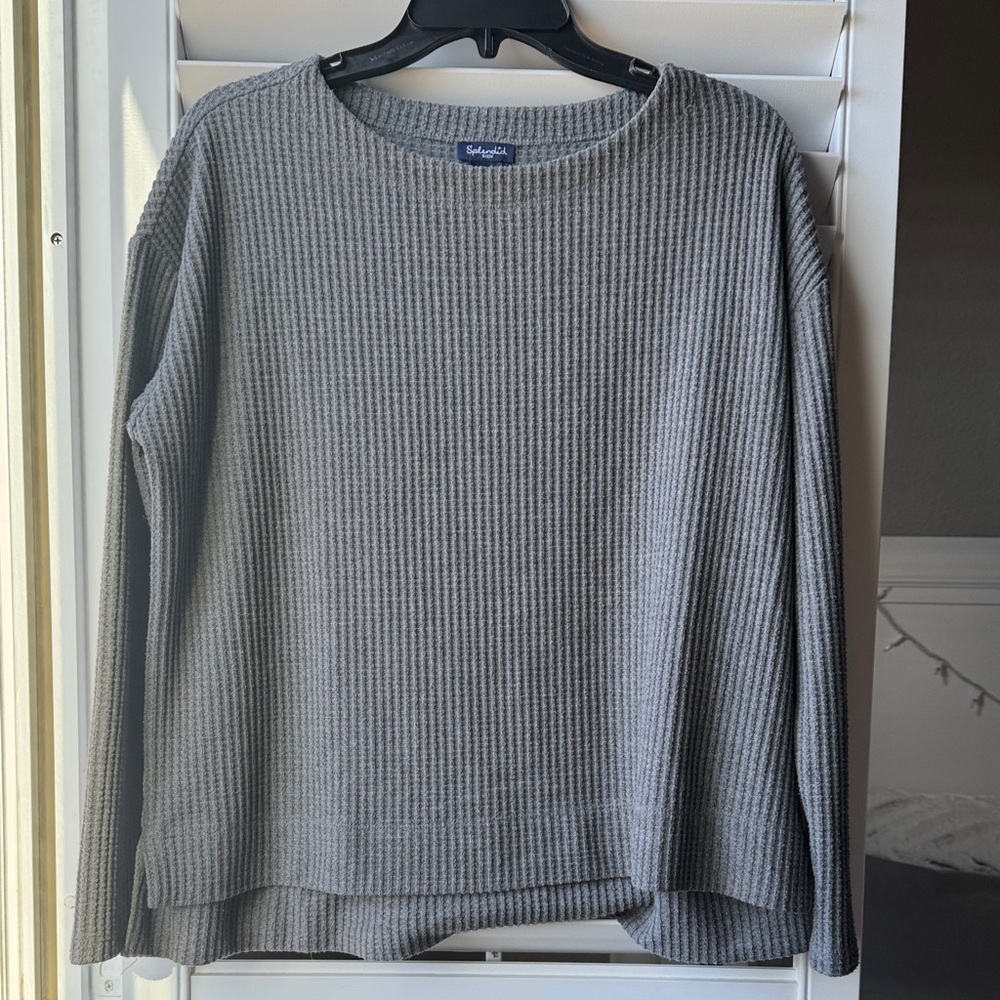 Splendid Soft Charcoal Waffle Knit Top